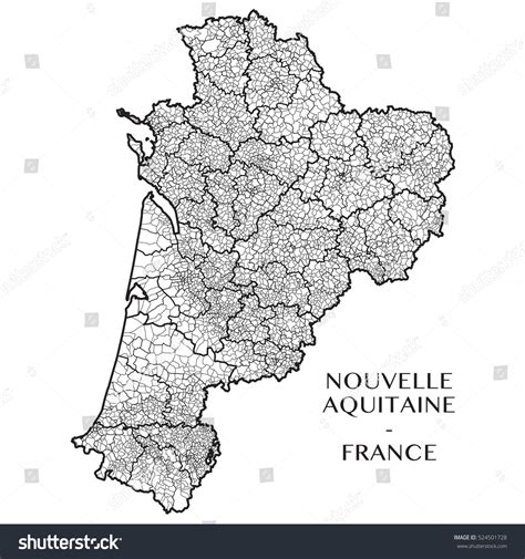 Detailed Map Region Nouvelle Aquitaine France Stock Vector 524501728 ...