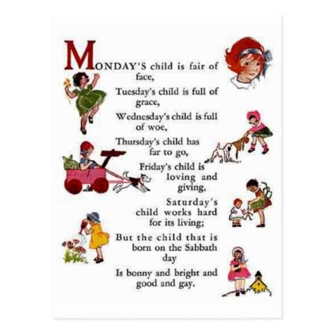 Monday's Child Postcard | Zazzle