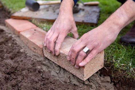 How to edge a lawn with bricks | Brick garden edging, Brick garden ...