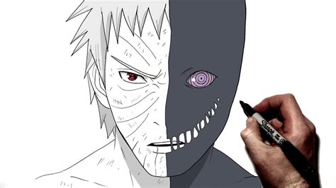 How To Draw Obito/Black Zetsu | Step By Step | Naruto - YouTube