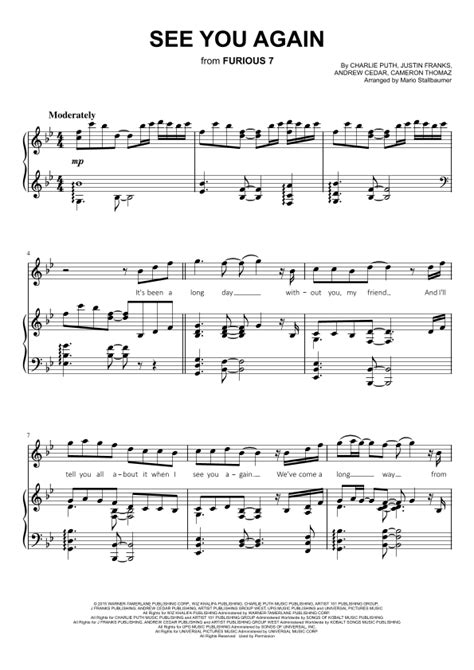 See You Again (arr. Mario Stallbaumer) by Wiz Khalifa Feat. Charlie Puth Sheet Music for Piano ...