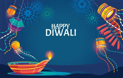 Happy Diwali Background Concept with Lantern and Fireworks 3332240 Vector Art at Vecteezy