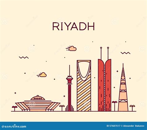 Riyadh Skyline Trendy Vector Illustration Linear Stock Vector - Illustration of linear, city ...