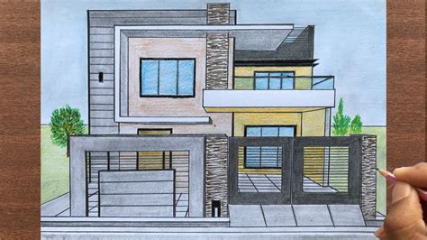 How To Draw A Modern House In One Point Perspective Line Art Series ...