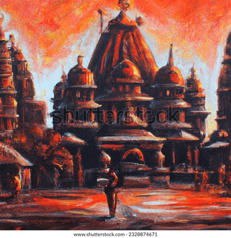 Hanumant Dham Temple Oil Painting AI-generated image 2328874671 ...