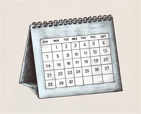 Hand-drawn Blue Desk Calendar Illustration