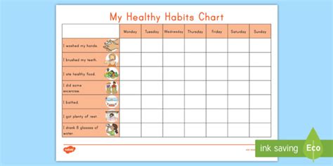 My Healthy Habits Chart Worksheet / Worksheet (teacher made)