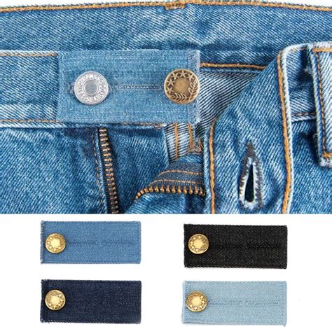 4PCS Set Denim Waistband Button Extender Metal Buttons for Jeans Pants Skirt Comfy Waist ...