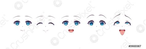 Anime manga girl expressions eyes set Japanese cartoon style - stock ...