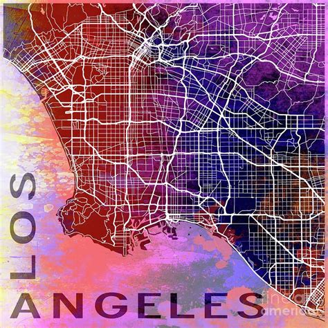 Los Angeles map Watercolor Art by Delphimages. Wall art, prints ...