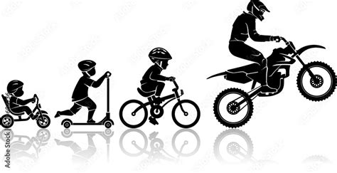 Bike Evolution Silhouette Stages Composition Vector Illustration Stock ...