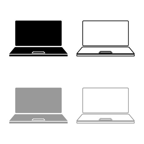 Laptop icon outline set black grey color vector illustration flat style ...