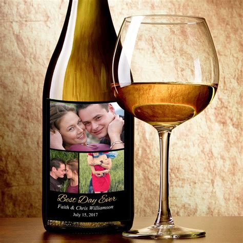 Collage Photo Wine Label - Personalized Wine Label with 3 Photos - Wedding Wine Bottle Labels ...