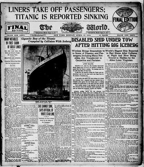 Titanic in Black and White - Newspaper Coverage