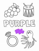 Purple Coloring Worksheets Color Preschool Pages Colors Worksheet  sketch template