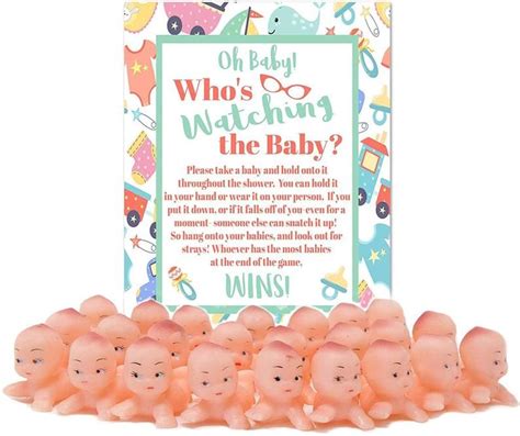 Whos Watching The Baby Shower Game for 24 Players with Plastic Babies ...
