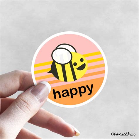 Bee Stickers Bee Happy Stickers Yellow Stickers Cool | Etsy