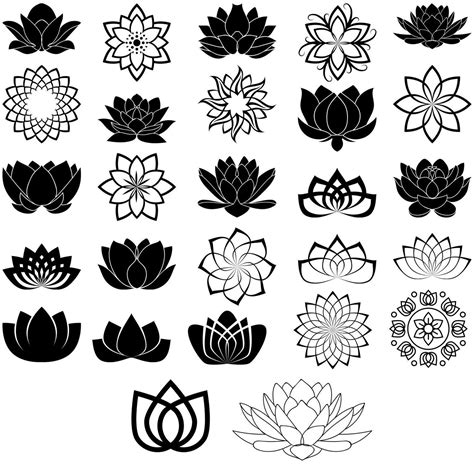 Lotus SVG Silhouette File Clipart Flower svg Botanical | Etsy | Flower pattern drawing, Lotus ...