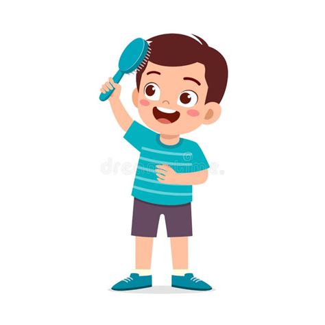 Little Kid Comb Hair with Hair Brush Stock Illustration - Illustration ...