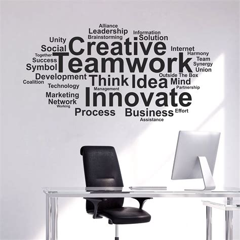 StickMe 'Team Work - Typography - Office - Inspirational - Motivational - Quotes - Wall Sticker ...