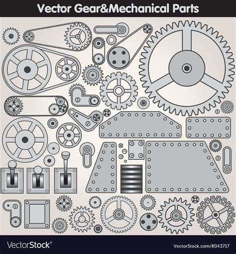 Mechanical parts and gears kit vector image on VectorStock | Steampunk ...