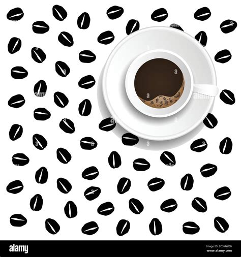 coffee cup with coffee beans in the background illustration Stock ...