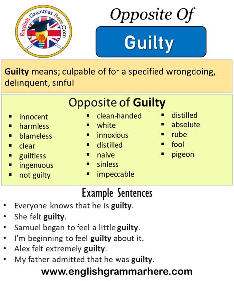 Opposite Of Guilty, Antonyms of Guilty, Meaning and Example Sentences ...