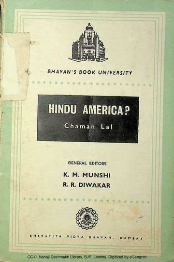 Hindu America Of Chaman Lal Ed By K M Munshi, 1960 Bharatiya Vidya ...