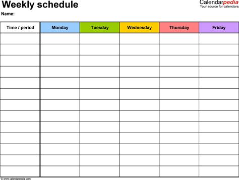 Time Schedule Template Word