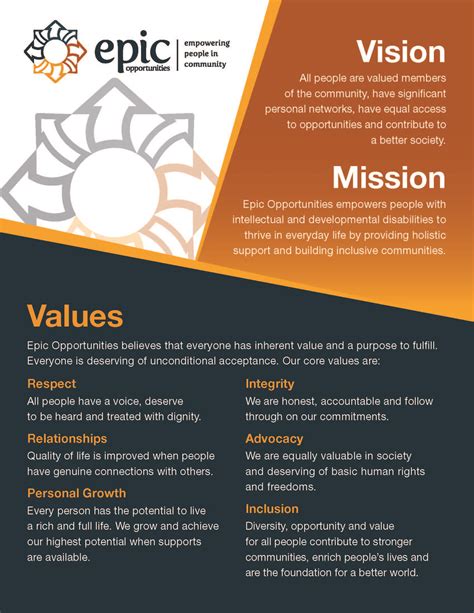 Our Vision, Mission & Values – Epic Opportunities