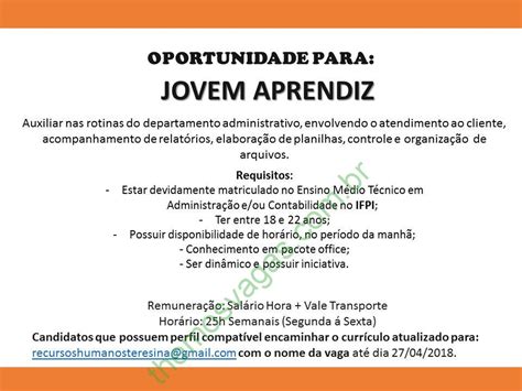 Vagas Jovem Aprendiz