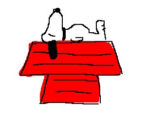 snoopy sleeps on his dog house - Drawception