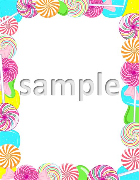 Instant Download Candy Border 8 1/2 X 11 Bright Candy - Etsy