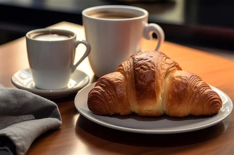 Premium AI Image | French Breakfast Croissant Espresso and Croissant