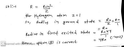 The radius of electron in the first excited state of hydrogen atom is