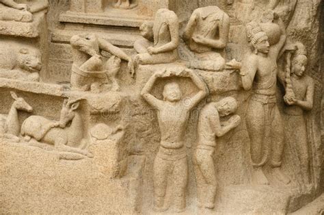 Arjuna S Penance at Mahabalipuram, Tamil Nadu,India,Asia Stock Image ...