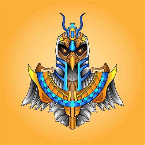 The lord of Horus Pharaoh God Face and head Egyptian Eagle esport logo. Pharaonic wings and the ...