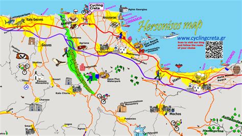 Illustrated map of hersonisos for cyclists