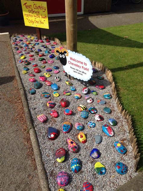 Every child decorates a stone and then adds a weatherproofing varnish ...