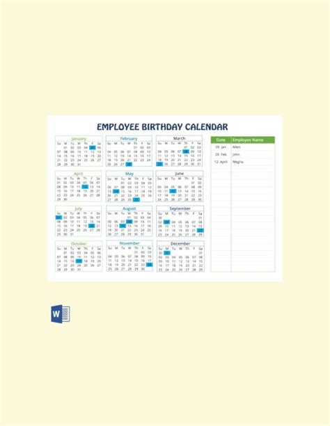 Birthday Calendar - 11+ Free Word, PDF, PSD Documents Download | Free & Premium Templates