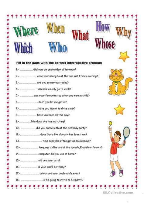 Interrogative pronouns worksheets – Artofit