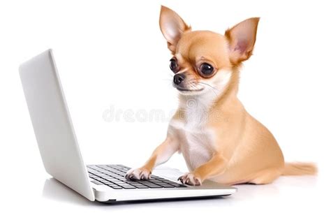 Dog Chihuahua Isolated White Background Laptop Computer Stock Photos - Free & Royalty-Free Stock ...