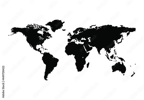 World map vector isolated on white background. Flat Earth map vector ...