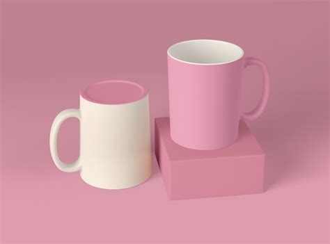 Premium Photo | 3d illustration. blank coffee mugs.