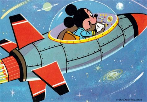 Mickey Mouse in outer space, vintage Disneyland postcard | Vintage ...