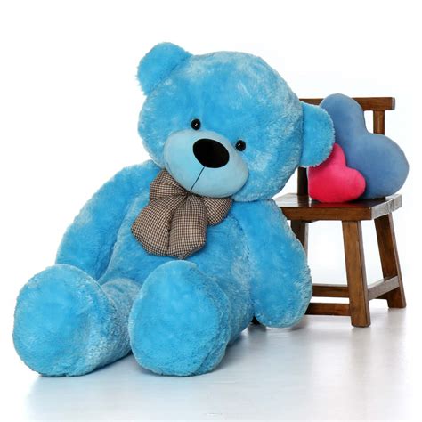 Happy Cuddles 60in Big Blue Plush Teddy Bear - Giant Teddy Bear