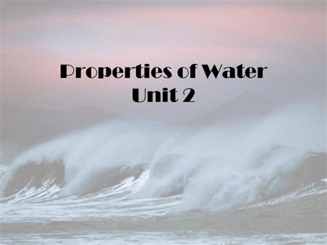 Water Properties Notes Guide