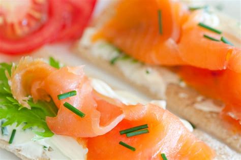 Delicous smoked salmon snack - Free Stock Image