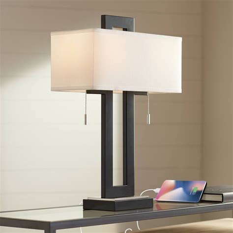 Buy 360 Lighting Neil Modern Rustic Table Lamp 26" High with USB ...