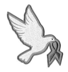 Dove - Hope - Gray Ribbon - Awareness - Embroidered Iron On Applique Patch #NA Fabric Applique ...